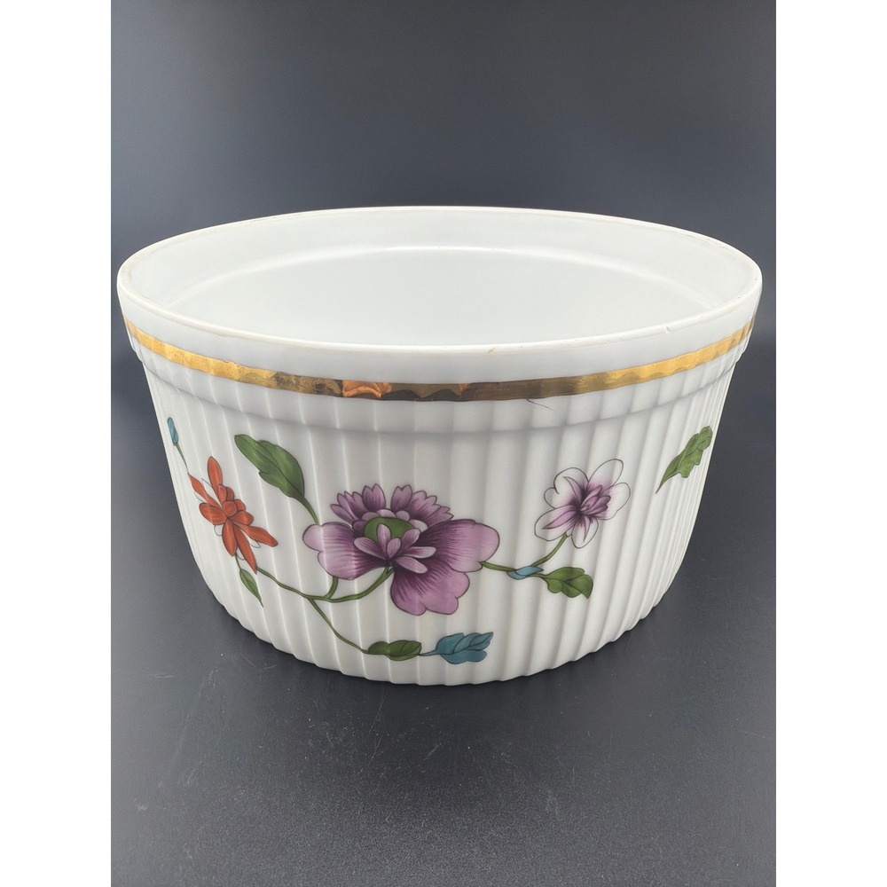 Royal Worcester Astley Souffle Dish 7" Floral Gold True Porcelain England